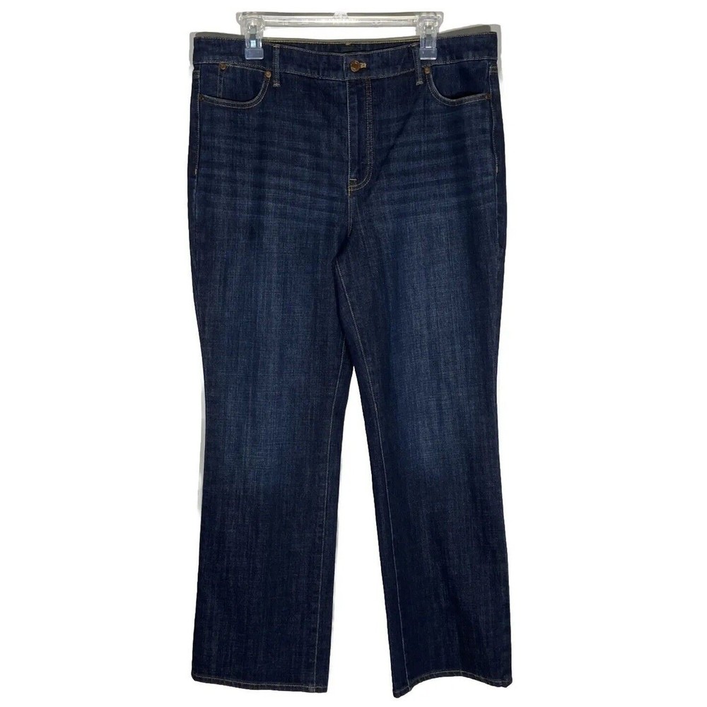 Talbots Jeans 16 Petite (est) High Waist Barely Boot Dark Wash Denim Whiskering